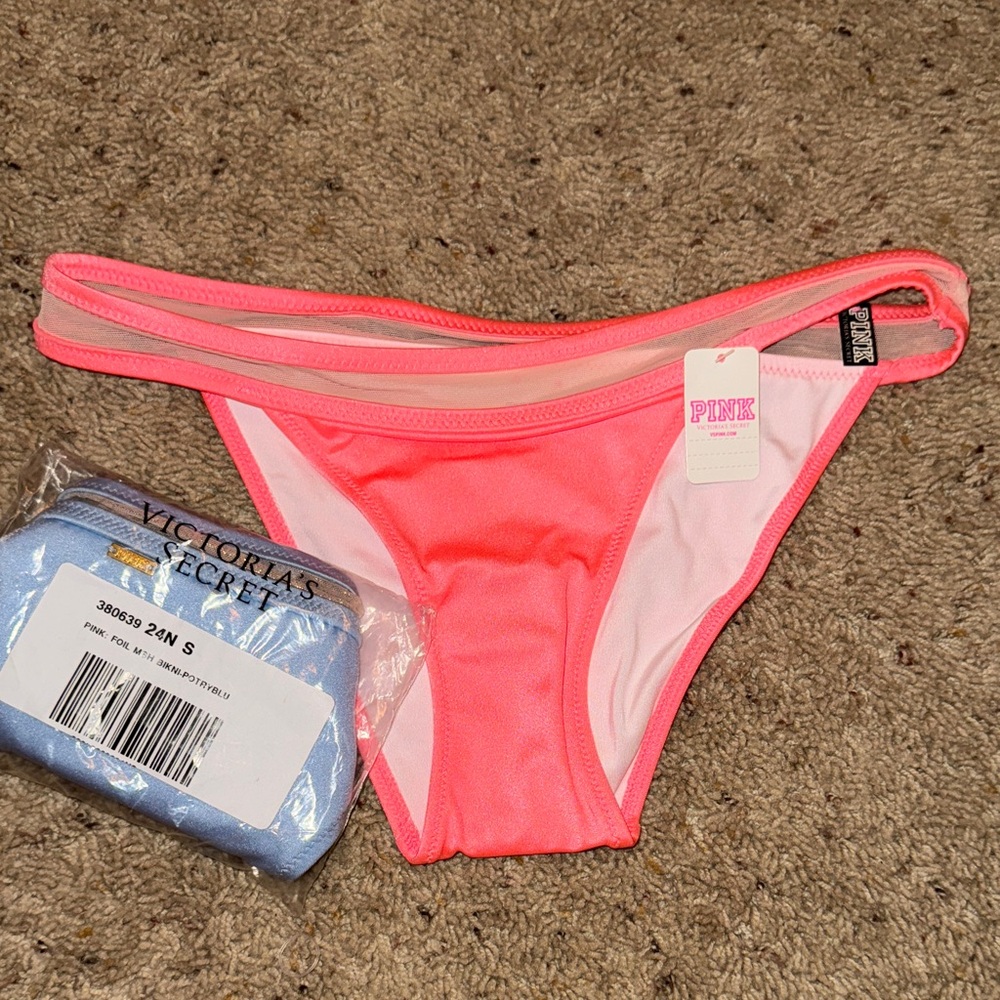 Victoria's Secret Coral and sky blue Bikini Bottom
